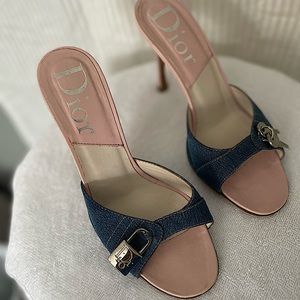 Dior Vintage Denim Blue Heels with Key and Lock